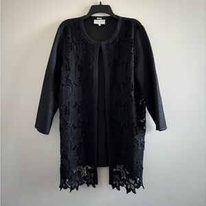 VTG Lily & Taylor Jacket Black Lace Crochet Duster Womens 16 Evening Elegant